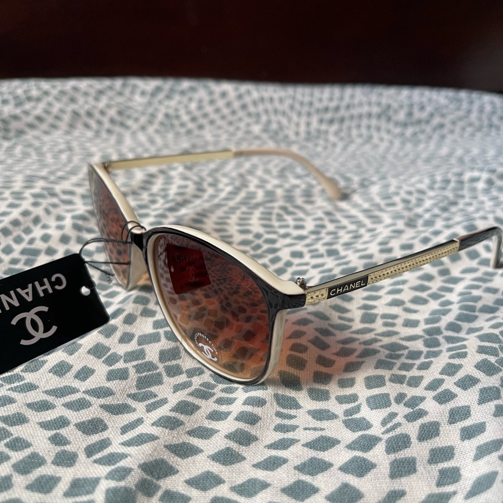 CHANEL Black and Gold Sunglasses